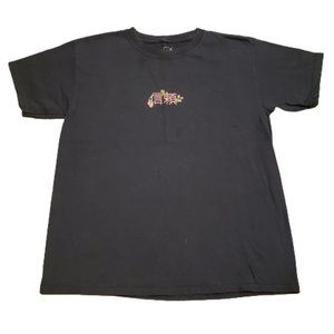 Neon Riot T-Shirt Floral Mandarin Embroidered Black | Women's Large L Pre-owned